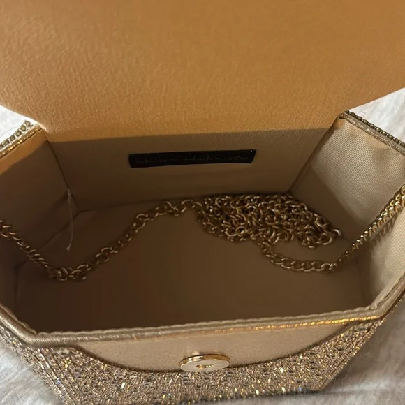 House of Harlow gold rhinestone purse clutch - Picture 4 of 5